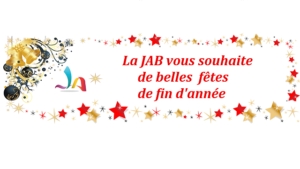Message de la JAB souhaitant de, belles f^tes entouré de guirlandes et d'étoiles