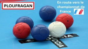 Un jeu de boulles de boccia avec le texte "En route vers le championnat de France'