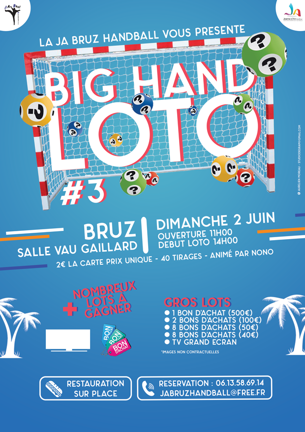 Affiche loto 2019 de la JA Bruz handball