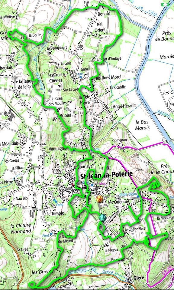 Carte du Circuit des 20 kms autour de St Nicolas de Redon